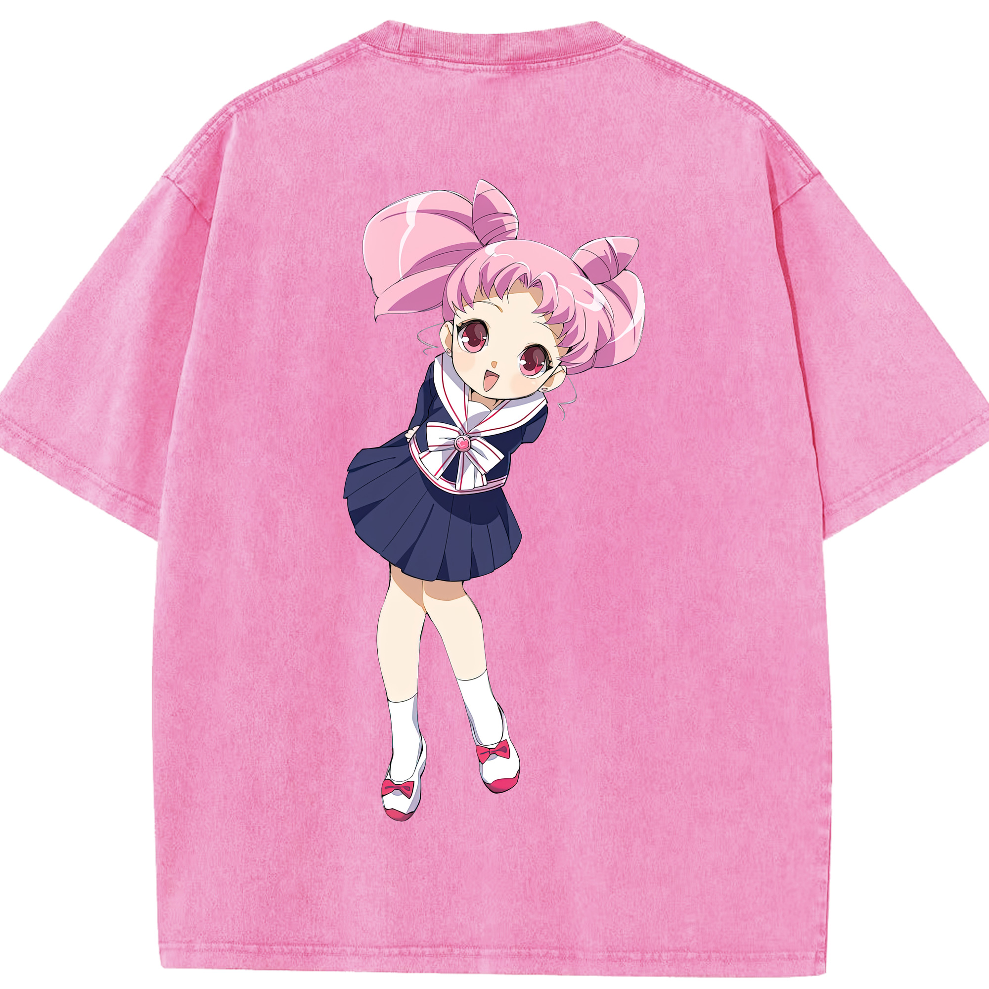 （画像用） 美少女戦士セーラームーン ちびうさ Sailor Moon Chibiusa Tsukino Usagi Small Lady Serenity 綿100% ヴィンテージ風 半袖Tシャツ（背面プリント）